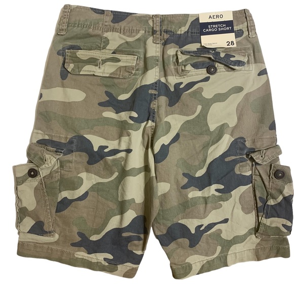 AERO Camouflage Stretch Cargo Shorts Men Size 28W NWT Inseam 9.5” - Picture 2 of 8